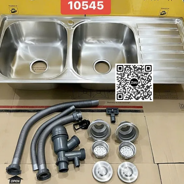 Chậu Rửa Chén Inox đôi 2 ngăn có cánh 10545