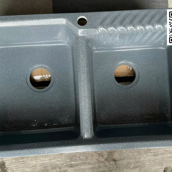 Chậu Rửa Chén Bằng Đá 2 ngăn màu đen - màu trắng