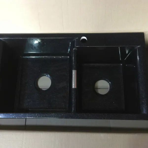 Chậu Rửa Chén Bằng Đá 2 ngăn lớn nhỏ màu đen - màu xám 8548