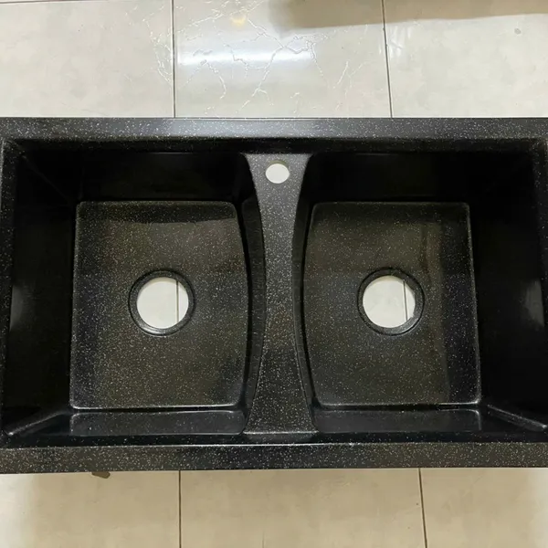 Chậu Rửa Chén Bằng Đá 2 ngăn màu đen - màu xám - màu trắng 8548