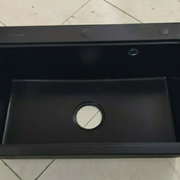 Chậu Rửa Chén Bằng Đá đơn 1 ngăn màu đen - màu xám 6045