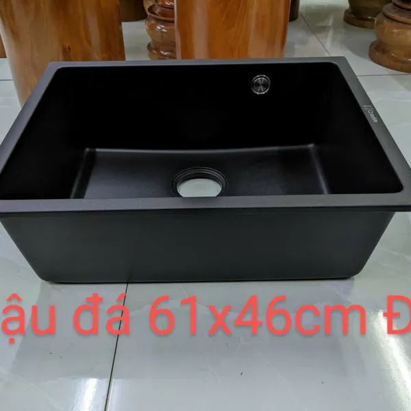 Chậu Rửa Chén Bằng Đá đơn 1 ngăn màu đen 6146