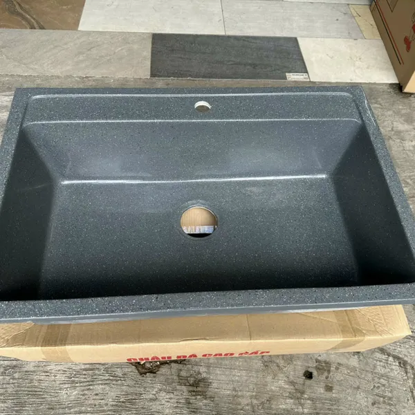 Chậu Rửa Chén Bằng Đá đơn 1 ngăn màu đen - màu xám 6045