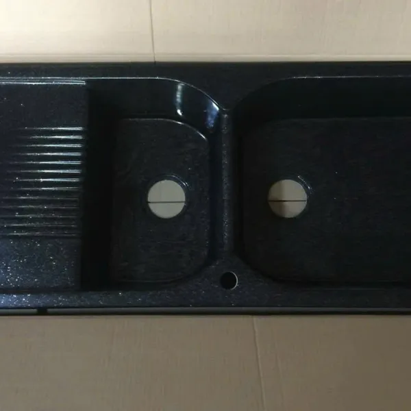 Chậu Rửa Chén Bằng Đá 2 ngăn lớn nhỏ màu đen - màu xám 10048