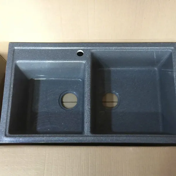 Chậu Rửa Chén Bằng Đá 2 ngăn màu xám 8248