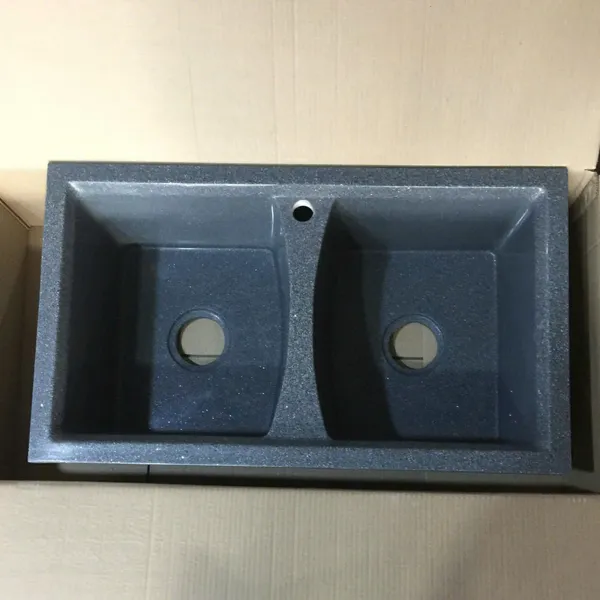 Chậu Rửa Chén Bằng Đá 2 ngăn màu đen - màu xám - màu trắng 8548