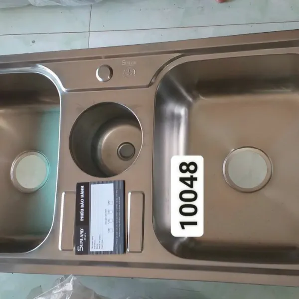Chậu Rửa Chén Inox 304 đôi 2 ngăn hố rác 10048