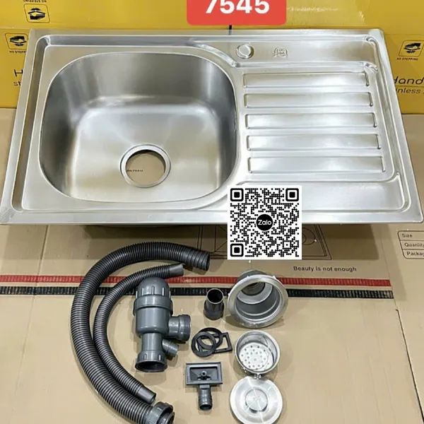 Chậu Rửa Chén Inox đơn 1 ngăn có cánh 7545