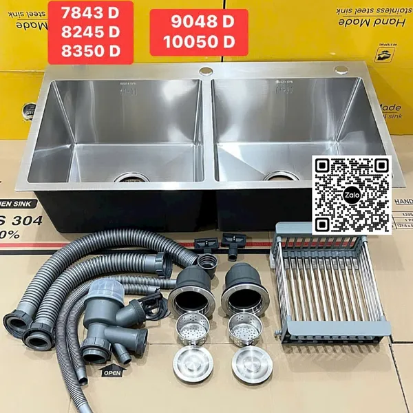 Chậu Rửa Chén Inox đôi 2 ngăn hình chữ nhật 8245