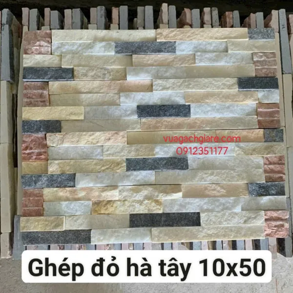 Đá Tự Nhiên 10x50 Ốp Lát Giá Rẻ Đá Ghép trắng vàng đỏ