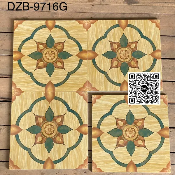 Gạch Bông 30x30 Ốp Lát Trang Trí vàng xanh rêu DZB - 9716G