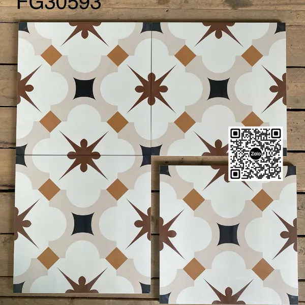 Gạch Bông 30x30 Ốp Lát Trang Trí nâu trắng đen FG30593