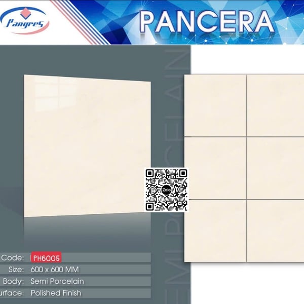 Gạch Bán Sứ 60x60 Ốp Lát Pancera kem vàng 6005