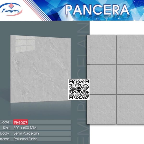 Gạch Bán Sứ 60x60 Ốp Lát Pancera xám vân đá 6007