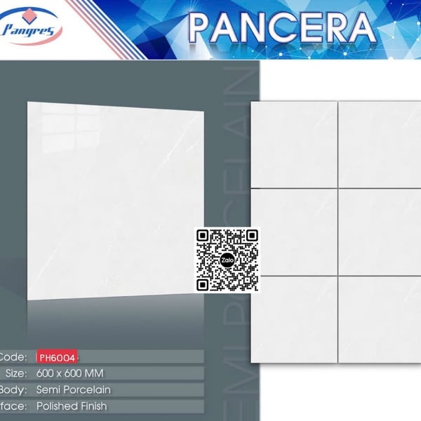 Gạch Bán Sứ 60x60 Ốp Lát Pancera xám vân trắng 6004
