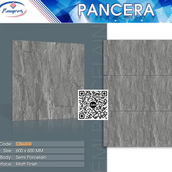 Gạch Bán Sứ Mờ 60x60 Ốp Lát Pancera vân đá KSM608