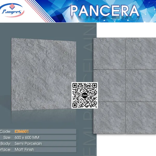 Gạch Bán Sứ Mờ 60x60 Ốp Lát Pancera xám đậm KSM601