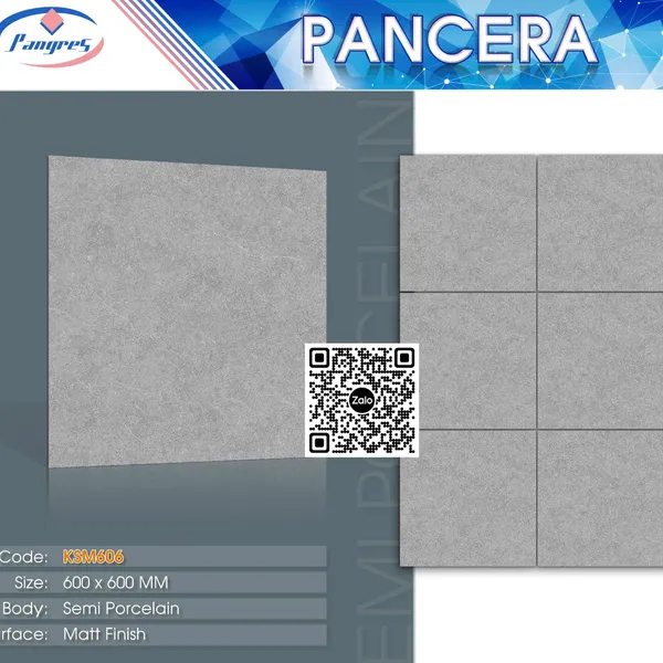 Gạch Bán Sứ Mờ 60x60 Ốp Lát Pancera xám xi măng KSM606