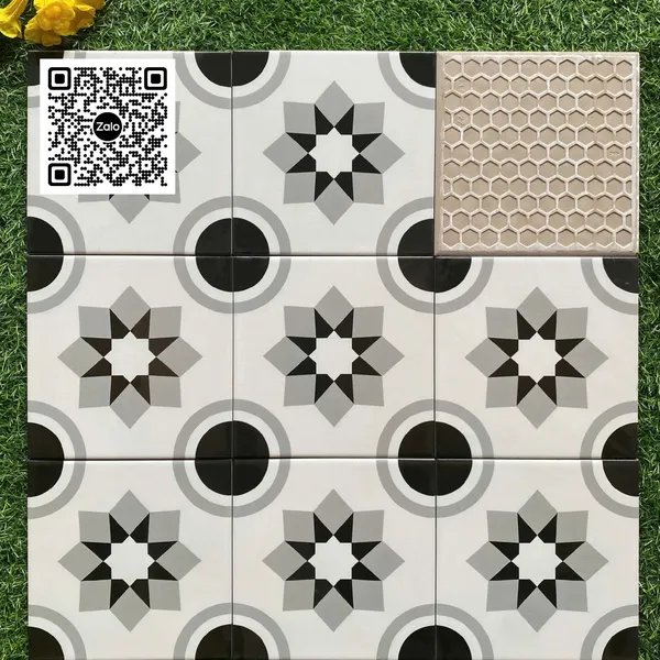 Gạch Bông 20x20 Ốp Lát Trang Trí Giá Rẻ đen trắng xám