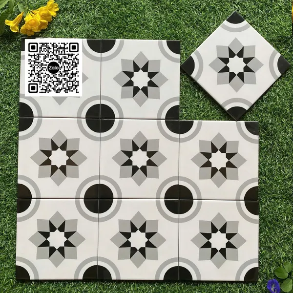 Gạch Bông 20x20 Ốp Lát Trang Trí Giá Rẻ đen trắng xám
