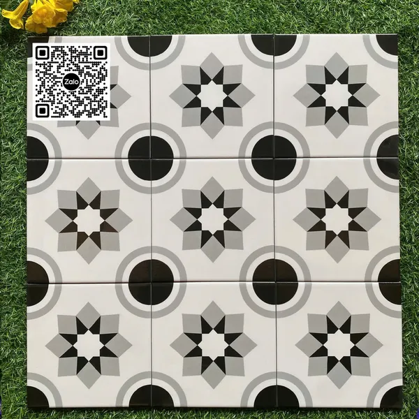 Gạch Bông 20x20 Ốp Lát Trang Trí Giá Rẻ đen trắng xám