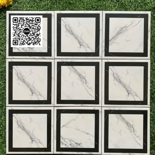 Gạch Bông 20x20 Ốp Lát Trang Trí Giá Rẻ trắng khói viền đen