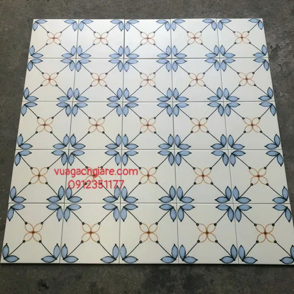 Gạch Bông 20x20 Ốp Lát Trang Trí Giá Rẻ trắng xanh dương