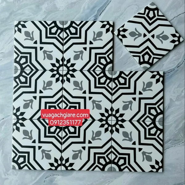 Gạch Bông 20x20 Ốp Lát Trang Trí Giá Rẻ đen xám