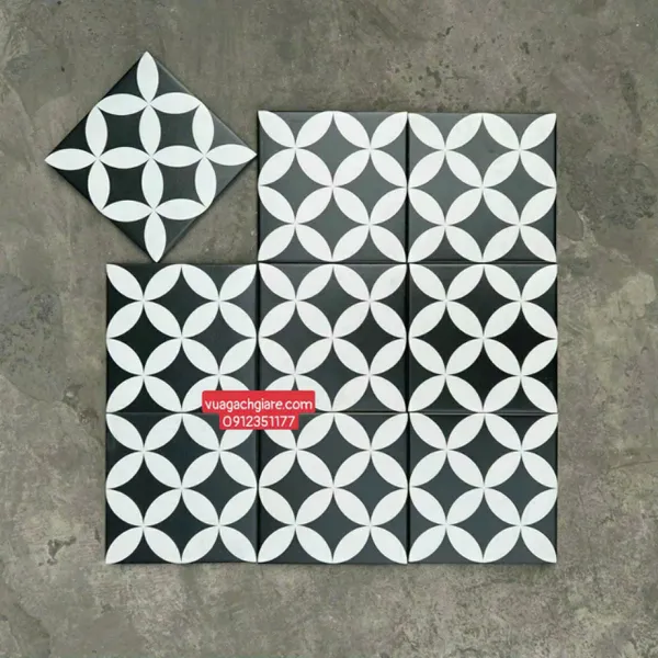 Gạch Bông 20x20 Trang Trí đồng tiền đen trắng