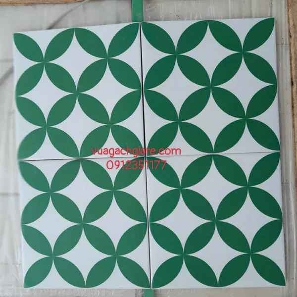 Gạch Bông 20x20 Ốp Lát Trang Trí Giá Rẻ đồng tiền xanh trắng MHB 138