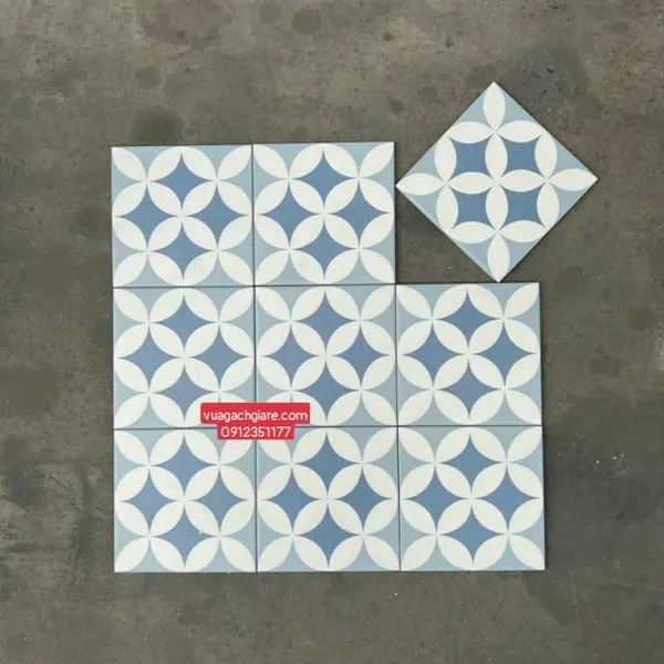 Gạch Bông 20x20 Trang Trí đồng tiền xám xanh
