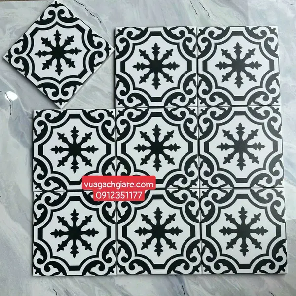 Gạch Bông 20x20 Ốp Lát Trang Trí Giá Rẻ màu trắng đen