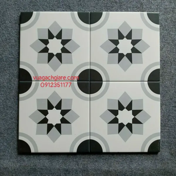Gạch Bông 20x20 Ốp Lát Trang Trí Giá Rẻ ngôi sao đen xám