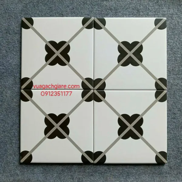Gạch Bông 20x20 Ốp Lát Trang Trí Giá Rẻ đen trắng