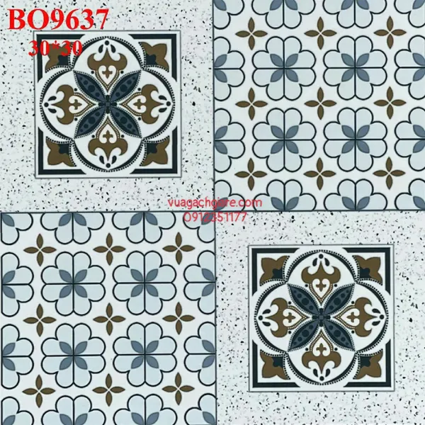 Gạch Bông 30x30 Trang Trí đen xám BO9635 - BO9637