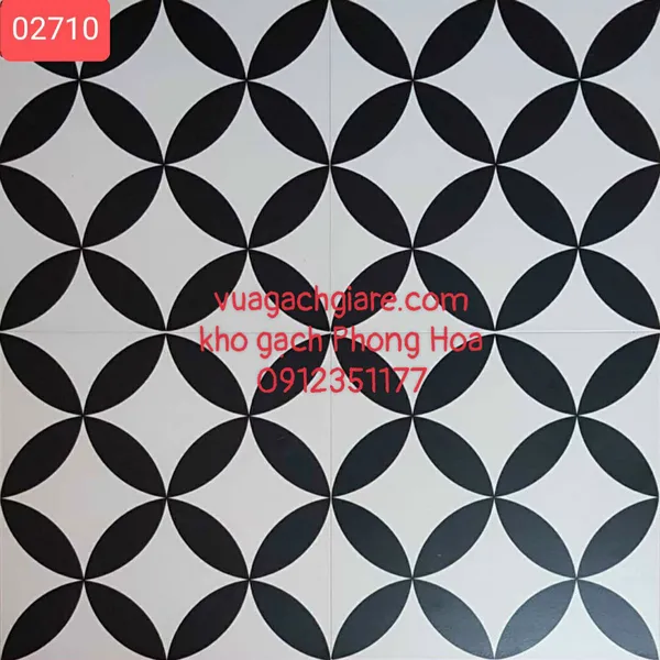Gạch Bông Trang Trí 30x30 PRIME đồng tiền đen trắng 02710