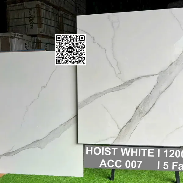 Gạch Đá 120x120 Ốp Lát Ấn Độ trắng vân khói 007