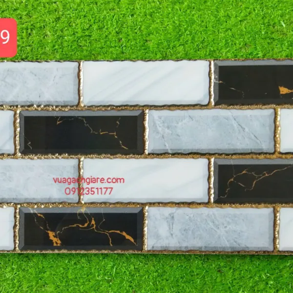 Gạch Khắc Kim 15x30 Cao Cấp nhũ vàng đen trắng 15319