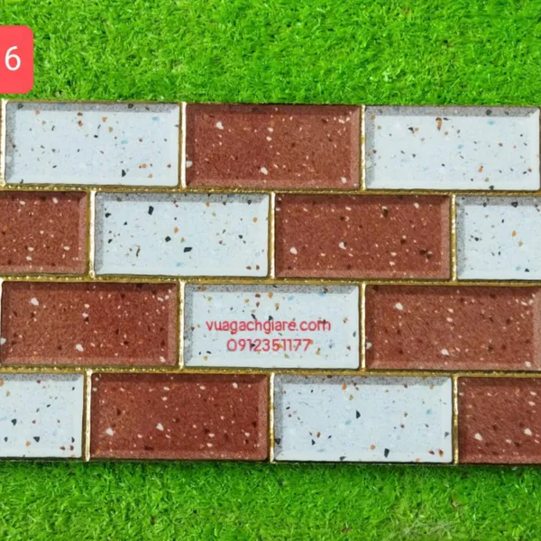 Gạch Khắc Kim 15x30 Cao Cấp nhũ vàng terrazzo trắng nâu 15316