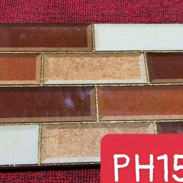 Gạch Khắc Kim 15x30 Cao Cấp nhũ vàng màu nâu 15323
