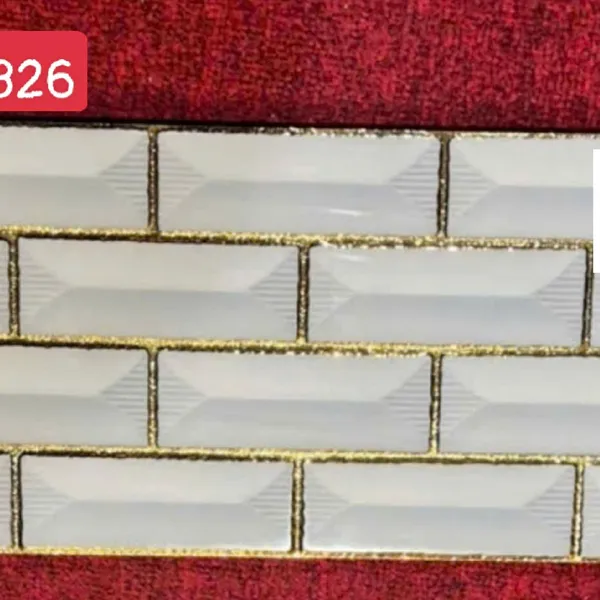 Gạch Khắc Kim 15x30 Cao Cấp nhũ vàng màu trắng 15326