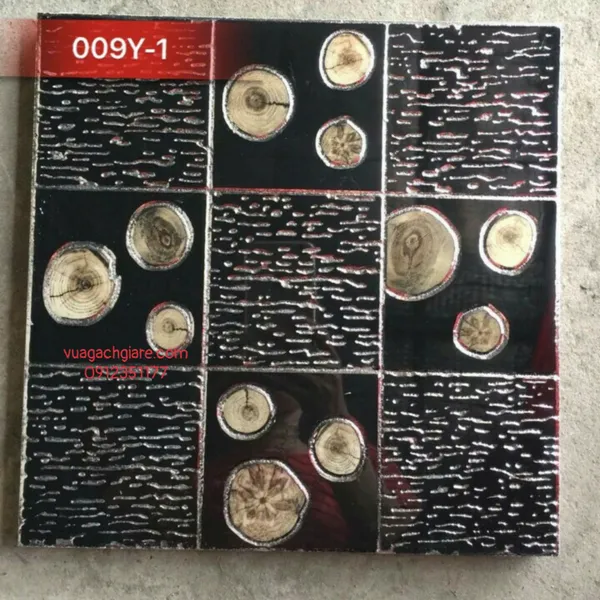 Gạch Khắc Kim 30x30 Cao Cấp nhũ bạc màu đen 009Y - 1