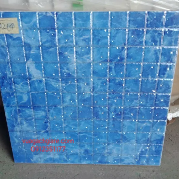 Gạch Khắc Kim 30x30 Cao Cấp nhũ bạc xanh dương K214