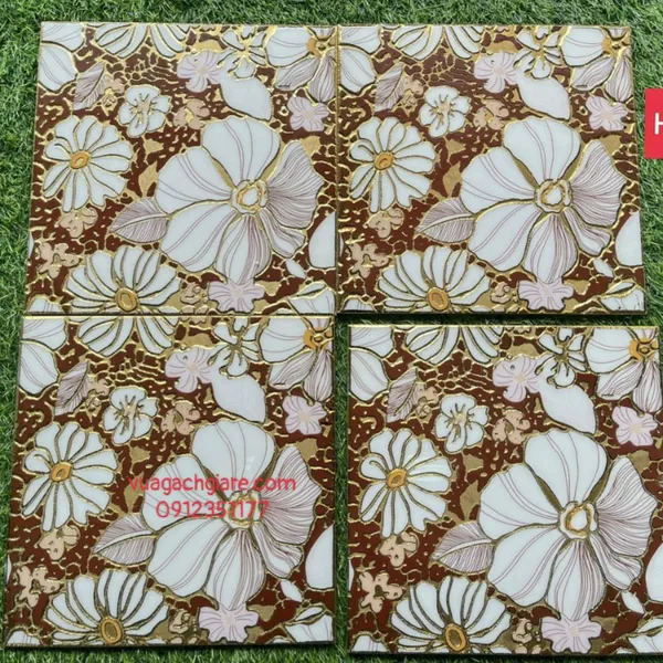 Gạch Khắc Kim 30x30 Cao Cấp nhũ vàng bông hoa 303 - 1