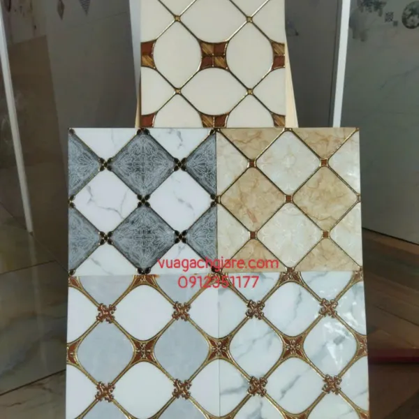 Gạch Khắc Kim 30x30 Cao Cấp nhũ vàng - bạc vân đá