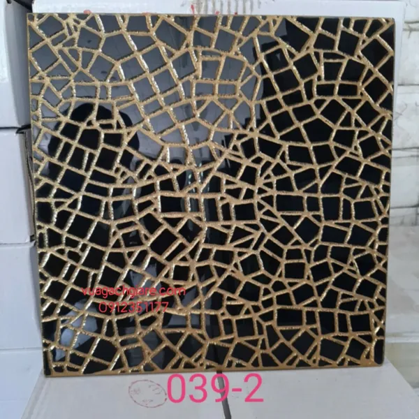 Gạch Khắc Kim 30x30 Cao Cấp nhũ vàng đen đá ghép 039 - 2