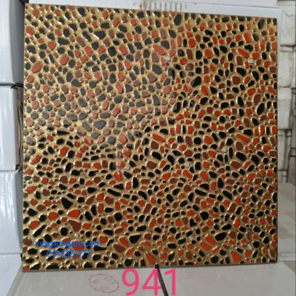 Gạch Khắc Kim 30x30 Cao Cấp nhũ vàng đen đỏ 941