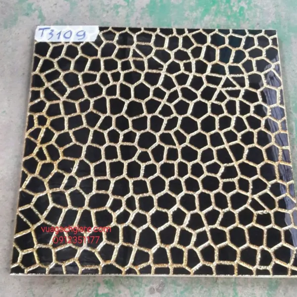 Gạch Khắc Kim 30x30 Cao Cấp nhũ vàng đen tổ ong T3109