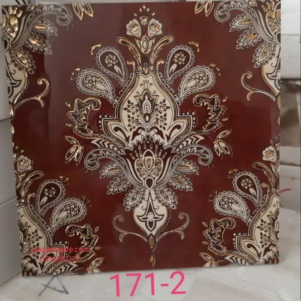 Gạch Khắc Kim 30x30 Cao Cấp nhũ vàng màu đỏ 171 - 2