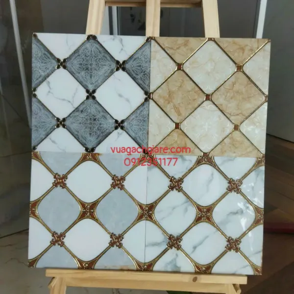 Gạch Khắc Kim 30x30 Cao Cấp nhũ vàng vân đá 384